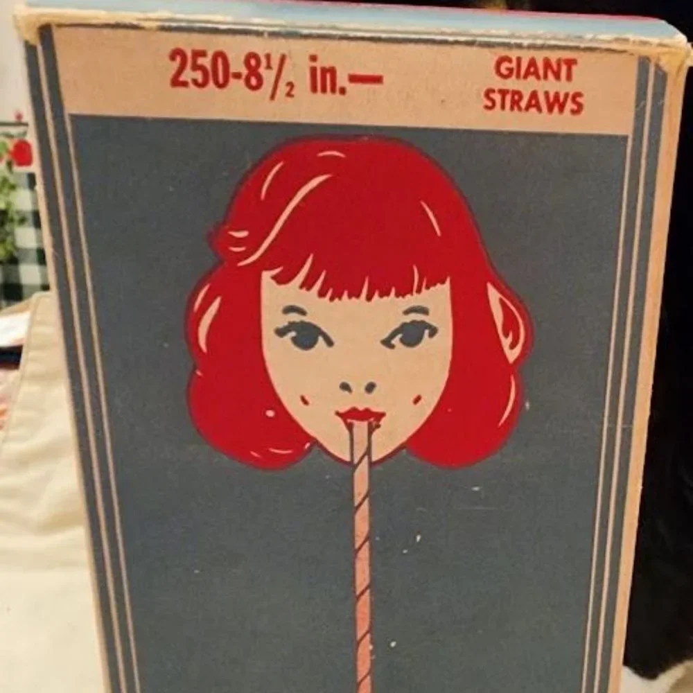 Vintage SUNSHINE STRAWS Paper Straws SODA FOUNTAIN Ad Retro MCM 1947